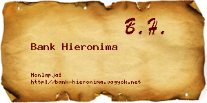 Bank Hieronima névjegykártya